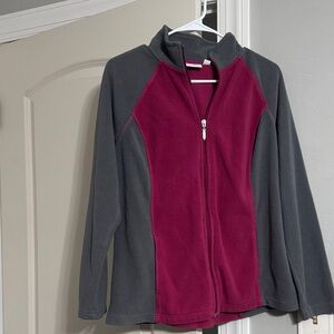 Gray and Fuscia Zip-Up Fleece Jacket
